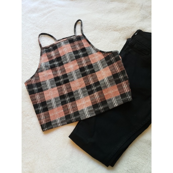 Tops - Glitter, Plaid Crop